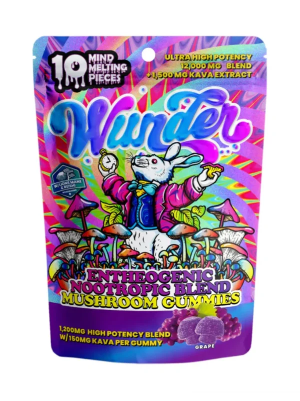 wunder mushroom gummies 7500mg blend + 20mg thc p