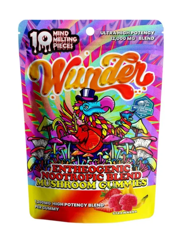 wunder mushroom gummies 7500mg blend + 20mg thc p